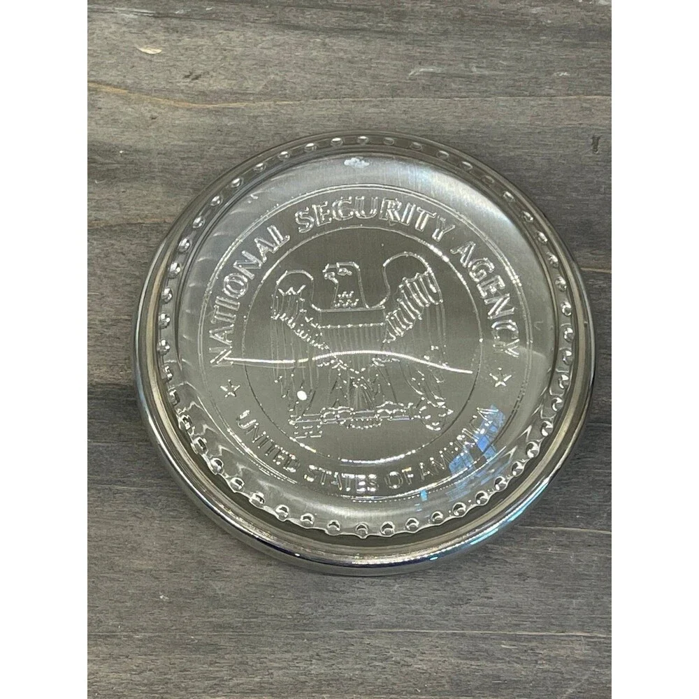 Vintage Salisbury Pewter NSA Paperweight National Security Agency Glass Dome USA